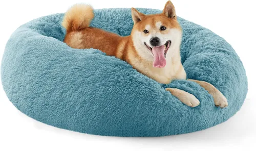 Miniatura 45 de Bedsure - Cama relajante para perro mediano, lavable, tipo dona, cama para gato, antideslizante, redonda, afelpada, mullida, de piel sintética