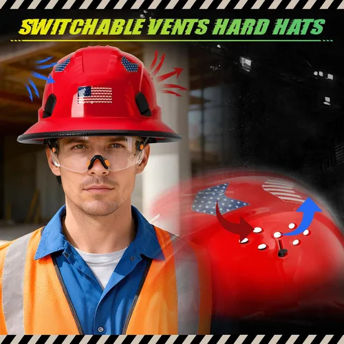 Miniatura 4 de Cascos De Construcción de ala completa Cascos de seguridad aprobados por OSHA con visera transparente - Casco de seguridad de construcción ventilado