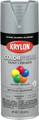 Krylon K05587007 COLORmaxx Pintura en aerosol y base para uso en interiores y exteriores, color aluminio metálico, 11 onzas (paquete de 1)