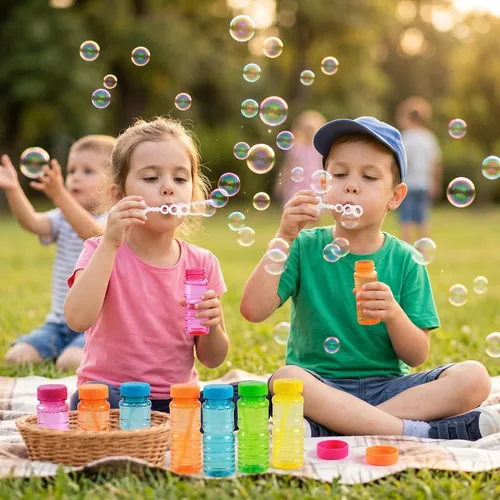 Miniatura 7 de Paquete de 12 botellas de burbujas grandes, solución de burbujas de 4 onzas, juguete novedoso de verano, recuerdo de fiesta de actividades, juego