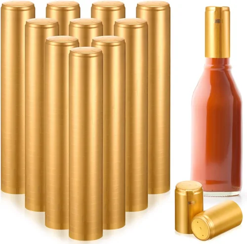 Miniatura 10 de Zonon 200 Piezas de Cápsulas Termorretráctiles de PVC para Botellas de Salsa Picante, Botellas Woozy de Vino de 28 x 50mm, Cápsulas de Tapas Negro