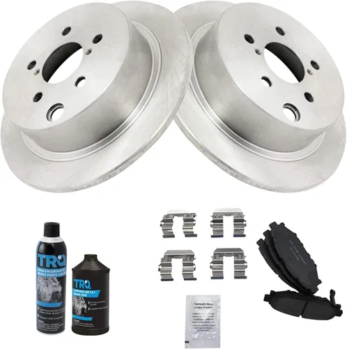 Miniatura 3 de TRQ Kit de pastillas de freno trasero y rotor, kit químico de freno, pastillas de freno Rotor de freno de cerámica compatible con Subaru Crosstrek