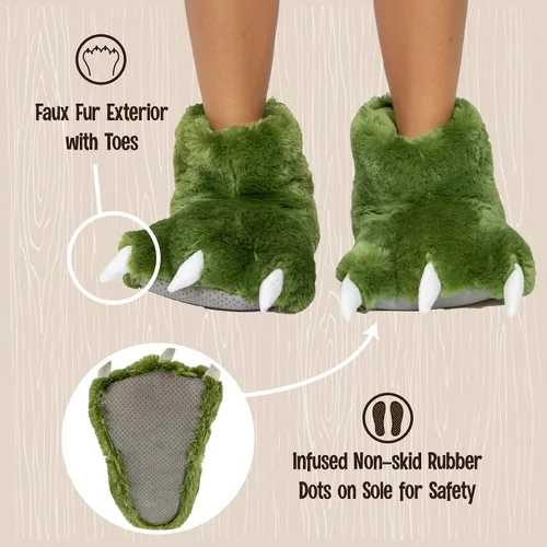 Miniatura 5 de Lazy One - Pantuflas con diseño de garra de animal para niños y adultos, disfraz divertido para niños, cálidas pantuflas peludas