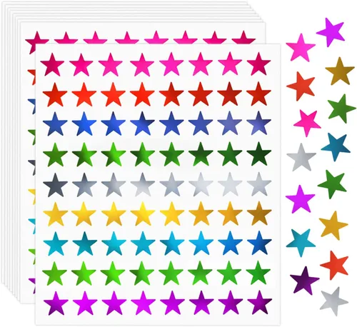 Calcomanías metálicas de estrellas, 2520 piezas, estrellas de papel metálico de 0.6 pulgadas para recompensas de niños y tabla de comportamiento,