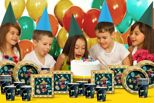 Miniatura 7 de Suministros de fiesta temática mexicana - Juego de platos de tacos con servilletas y tazas Kit para 16