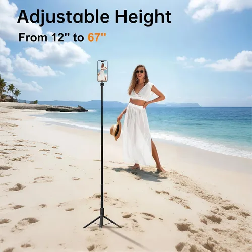 Miniatura 2 de Trípode magnético para selfie, soporte magnético extensible de aluminio de 67 pulgadas para Magsafe, giratorio de 360° y inclinación de 330°