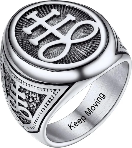 PROSTEEL Joyería gótica satánica unisex, anillo de cruz de Leviathan, anillo de diablo Lucifer, acero inoxidable 316L, tono plateadonegrodorado,