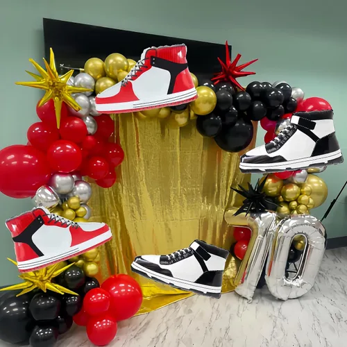Miniatura 7 de Globo de Zapatos de Niño/Zapatillas de Baloncesto/Tenis con Logo de Deportes/Globo de Aluminio/Marca de Verificación de Zapatos/Decoración