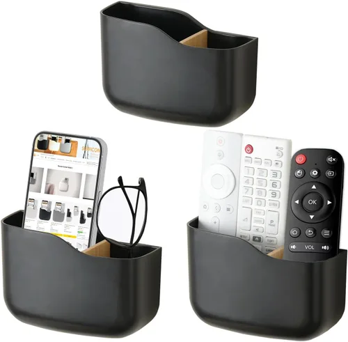 Miniatura 12 de SUNFICON Soporte remoto de montaje en pared, ventilador de TV, soporte de control remoto, organizador de pared, soporte de teléfono para oficina