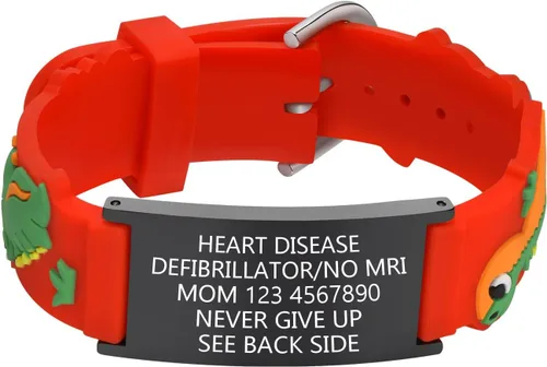 Miniatura 26 de Pulsera de Identificación Médica Personalizada para Niños - Pulsera de Identificación de Silicona Linda para Autismo Alergia Convulsiones