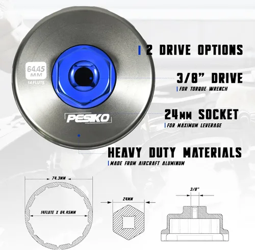 Miniatura 2 de Llave para filtro de aceite de 64mm, manguera de drenaje y embudo de aceite de motor para Toyota, Lexus y Scion 2.0-5.7L Herramienta removedora