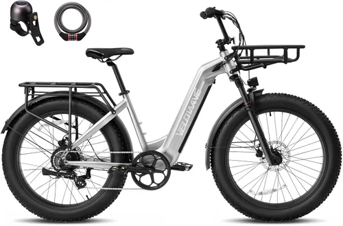 Miniatura 11 de VELOWAVE Bicicleta eléctrica de 26 pulgadas con neumático grueso Ebike eléctrica para adultos con 750 W (pico 1000 W) motor sin escobillas 48 V 15