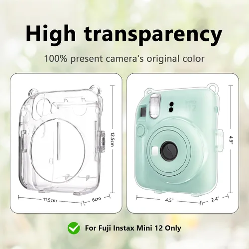 Miniatura 2 de Funda rígida transparente mejorada con adhesivo de bricolaje para cámara instantánea Fujifilm Instax Mini 12, funda transparente Instax Mini 12