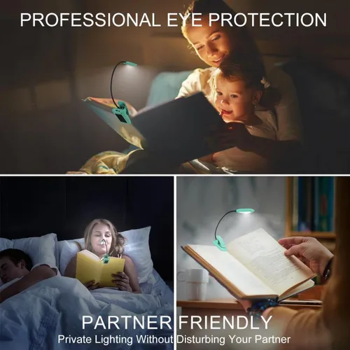 Miniatura 3 de BIGMONAT Luz recargable de lectura de libros, cuello flexible portátil, brillo ajustable con lectura de cuidado de los ojos, LED cálidos y blancos