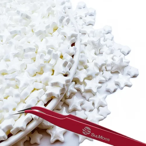 SE Si&Moos Gránulos de estrellas blancas para decoración de pasteles, decoración de pasteles de estrellas, estrellas blancas comestibles grandes y
