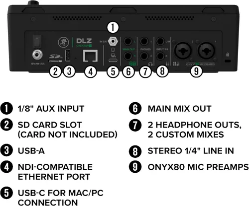 Miniatura 8 de Mackie DLZ Creator XS Mezclador digital adaptativo para podcasting, transmisión y YouTube con modos de usuario, tecnología Mix Agent, mezcla