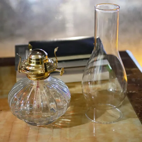 Miniatura 3 de Lámpara de aceite Chimenea Base de 3 pulgadas de 9 pulgadas de altura de queroseno Lámpara de repuesto de vidrio transparente alto