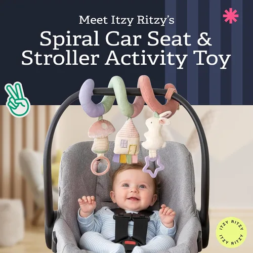 Miniatura 2 de Itzy Ritzy Juguete de actividad en espiral para asiento de automóvil y cochecito – Juguetes para cochecito y asiento de automóvil para edades de 0