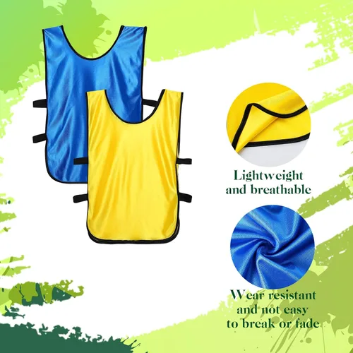 Miniatura 2 de 24 piezas de nailon Scrimmage Team Pinnies Practice Jerseys Entrenamiento Deportes Chalecos con 48 piezas Iron on Numbers