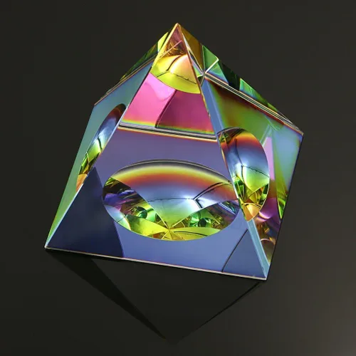 Miniatura 2 de Amlong Crystal Pirámide iridiscente: colores del arco iris de 2.5 pulgadas de alto con caja de regalo