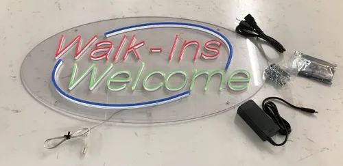 Miniatura 5 de Walk ins Welcome - Letrero de neón LED de 28 pulgadas de largo x 16 pulgadas de alto #34085