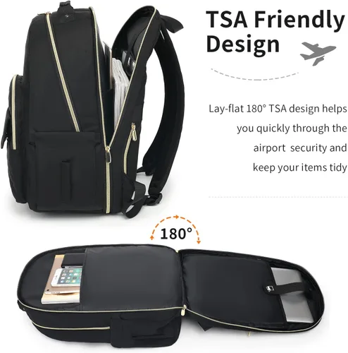 Miniatura 3 de Mochila para laptop para mujer, mochilas de viaje de negocios de 15.6 pulgadas, mochila escolar para niñas, profesores, mochila apta para la Negro