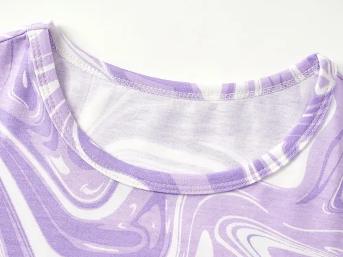 Miniatura 2 de Beezizac Conjunto de pijama de algodón para niñas pequeñas y grandes, conjunto de manga corta, 2 piezas, talla 4T-18