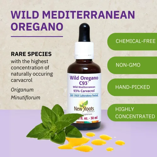 Miniatura 4 de NEW ROOTS HERBAL Gotas de aceite de orégano silvestre - (547 porciones) Aceite de extracto de orégano con 93% de carvacrol (1 onza líquida), sin