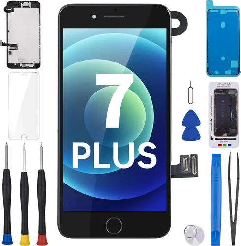 Pantalla de repuesto para iPhone 7 Plus con botón de inicio de 5,5 pulgadas, color negro | LCD Display Digitizer 3D Touch Full Assembly with Front