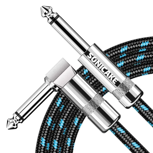 SONICAKE Cable de guitarra de 10 pies para amplificador de guitarra, cable de instrumento para bajo, guitarra eléctrica, mandolina, amplificador de