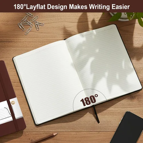 Miniatura 3 de ViVin Cuaderno A4 con rayas universitarias para el trabajo, diario de tapa dura de cuero de 8.5 x 11 pulgadas, 192 páginas, cuaderno rayado