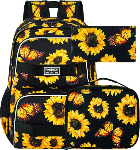 Miniatura 33 de Mochila para laptop, 16 pulgadas, bolsa escolar y bolsa de almuerzo, mochilas resistentes al agua para adolescentes, niñas, mujeres, estudiantes