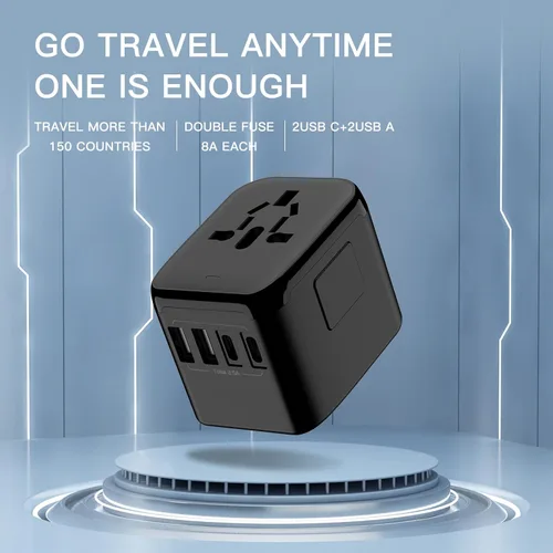 Miniatura 7 de Adaptador de Viaje Universal, VYLEE 5 en 1 Adaptador de Corriente Internacional, 3.5A 2xUSB-A y 2xUSB-C Cargador de Pared, Enchufe Esencial de Viaje