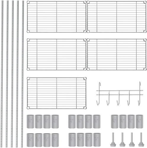 Miniatura 6 de Estantes de almacenamiento de 5 niveles, estantes de almacenamiento ajustables de 21 x 11 x 59 pulgadas, estantería de alambre de tubo de acero