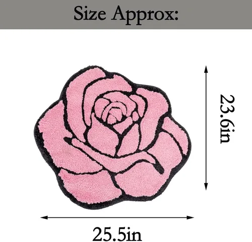 Miniatura 3 de Bonita alfombra de baño rosa para baño, antideslizante, absorbente, con forma de flor, alfombra de ducha esponjosa, decoración floral, alfombra