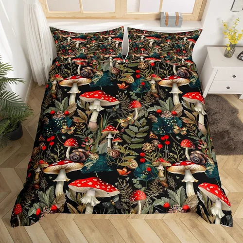 Miniatura 16 de Funda de edredón de hongos salvajes, acuarela, decoración de plantas naturales para exteriores, juegos de ropa de cama para niños, adolescentes