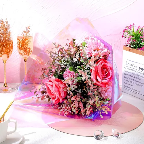Miniatura 7 de Outus Película de celofán iridiscente de celofán arcoíris, decoración de manualidades para cestas de regalo, suministros de mariposas de hadas