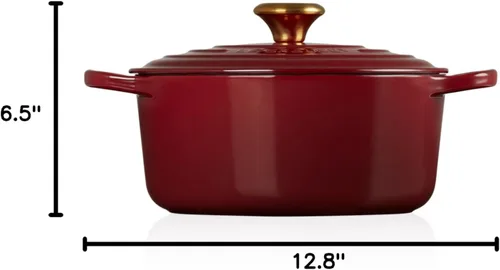 Miniatura 8 de Le Creuset Horno holandés redondo Signature de hierro fundido esmaltado, 4.5 cuartos de galón., Granate Granates