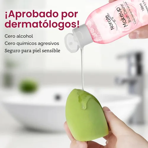 Miniatura 2 de Norate Limpiador de brochas de maquillaje, solución limpiadora de brochas de maquillaje, limpiador de maquillaje para brochas de maquillaje, esponja
