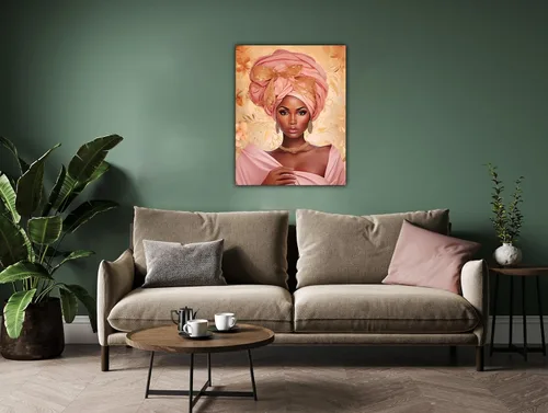 Miniatura 285 de Arte de pared afroamericano, decoración de rey y reina bailarín negro para sala de estar, arte de pareja de amor negro para dormitorio, lienzo