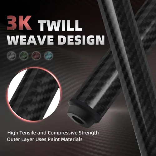 Miniatura 5 de Taco de piscina de fibra de carbono, eje de fibra de carbono premium, palos de billar Pro Taper con punta multicapa, agarre sin envoltura, junta