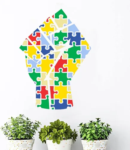 Miniatura 8 de Calcomanía de pared para autismo, corazón, amor, no hay palabras, para concientización sobre el autismo, para pared, soporte autista, rompecabezas