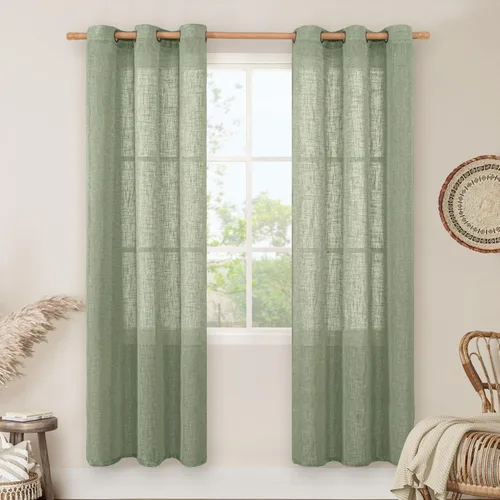 Miniatura 140 de LAMIT Cortinas de lino sintético para dormitorio, paneles filtrantes de luz, cortinas de lino con protección de privacidad con ojales para ventanas