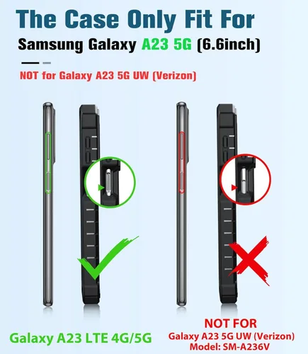 Miniatura 2 de FNTCASE Funda para Samsung Galaxy A23 5G: Carcasa protectora completa de TPU resistente de grado militar a prueba de golpes con función atril