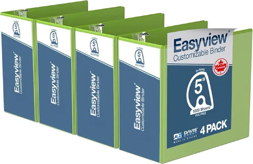 Miniatura 42 de Easyview - Carpetas prémium de 3 anillas con cubiertas transparentes y anillos en D, carpetas para escuela u oficina, 5 pulgadas, paquete de 4