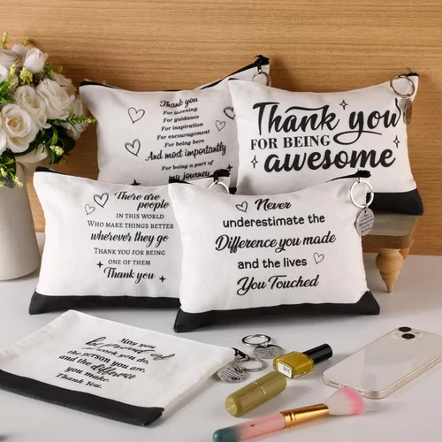 Miniatura 3 de Panelee 48 bolsas de maquillaje de graduación para profesores, a granel y llaveros, regalo motivacional para mujeres, bolsas de cosméticos