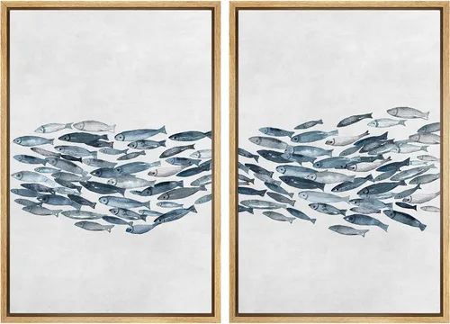 Miniatura 128 de IDEA4WALL Lienzo enmarcado para pared, juego de arte Bauhaus dorado de mediados de siglo, patrón de cuadrícula moderna, ilustraciones con formas