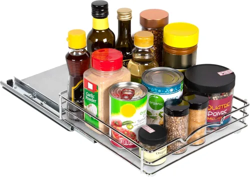 Miniatura 3 de Organizador de especias extraíble para gabinete, almacenamiento delgado deslizante para especias, botellas y tarros, acero de alta resistencia