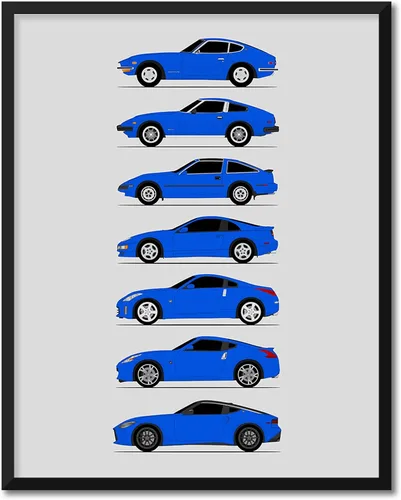 Miniatura 20 de Custom Car Posters Póster hecho a mano compatible con Nissan Z Car Generations (perfil lateral), decoración artística de Datsun Fairlady Z