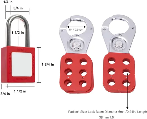 Miniatura 5 de Kit de etiquetado de bloqueo eléctrico, cerrojo de etiqueta Loto cerraduras de candado Conjunto de candado a prueba de herrumbre Equipo de energía
